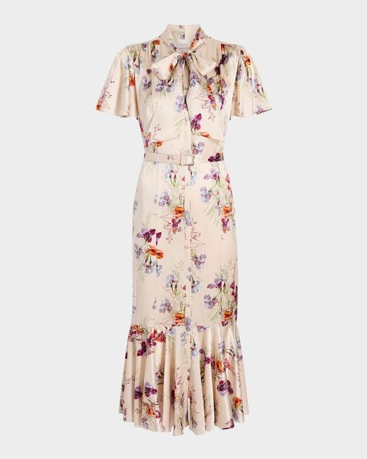 Cinq À Sept Women's Pink Willow Satin Iris Bouquet Midi Dress