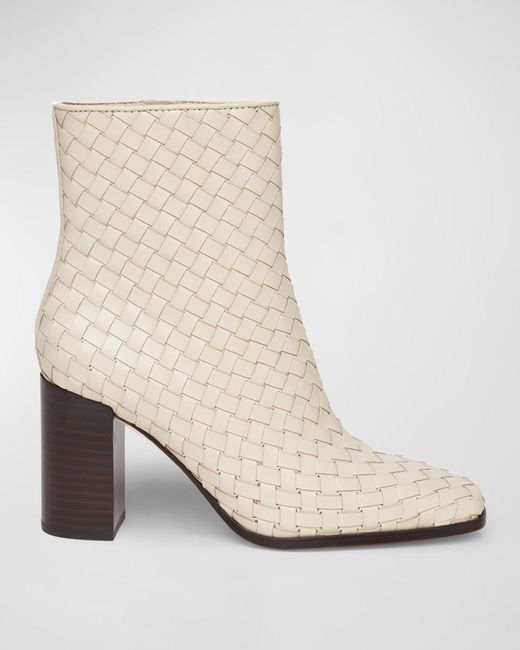 PAIGE Natural Frances Woven Leather Ankle Booties