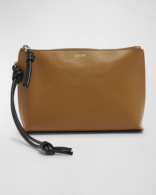 Loewe Natural T-Knot Zip Leather Pouch Wristlet