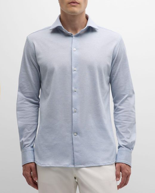 Baldassari Blue Cotton Jersey Sport Shirt for men