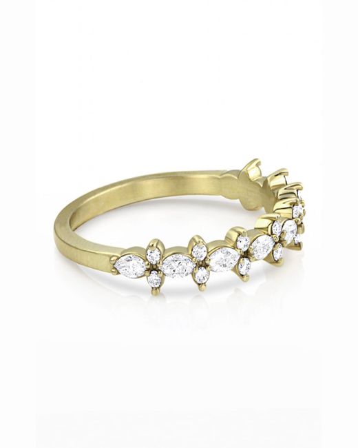 Dominique Cohen Metallic 14k Gold Diamond Crown Stack Ring, Size 7