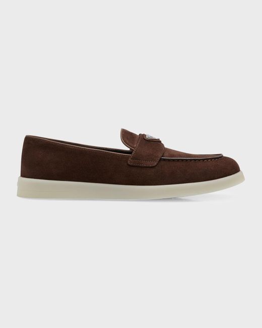 Prada Brown Suede Slip-on Casual Loafers