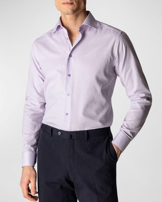 Eton of Sweden Purple Textured Solid Slim-Fit Dress Shirt for men