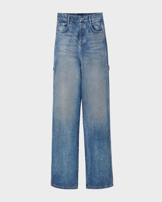 Marc Jacobs Blue Crystal Denim Oversized Jeans