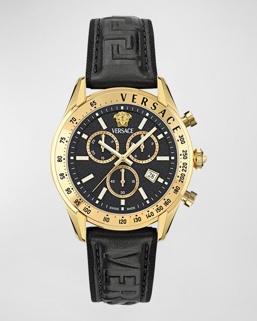 Versace Metallic Chrono Master Ip Leather-Strap Watch, 44Mm for men