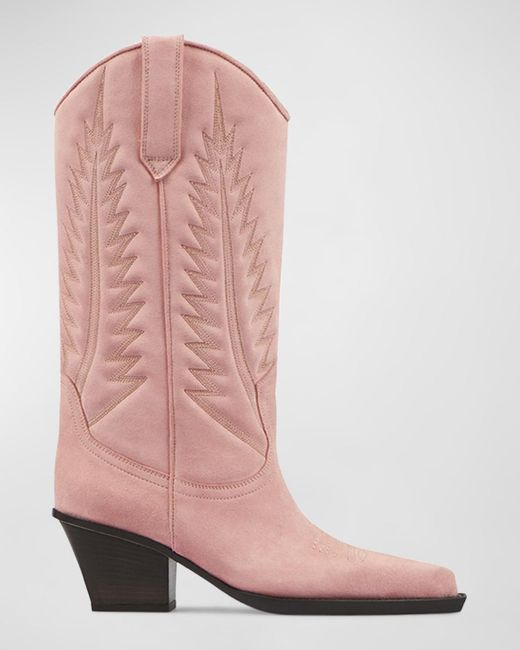 Paris Texas Pink Rosario Embroidered Suede Western Boots