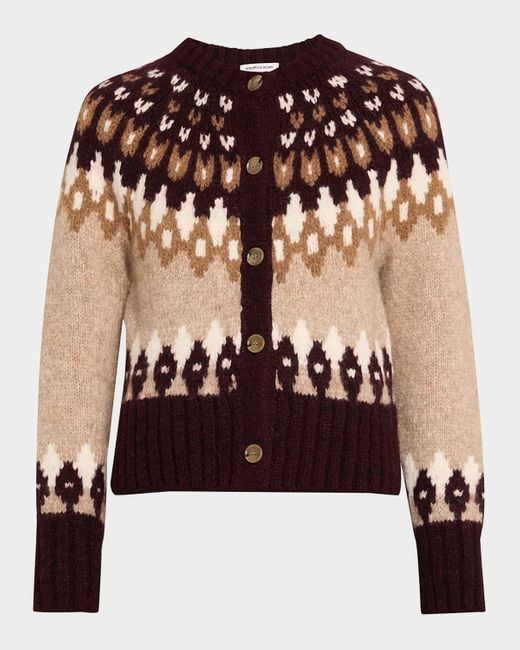 Veronica Beard Black Christina Fairisle Cardigan