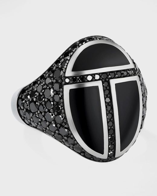 David Yurman Cairo Signet Ring With Black Onyx And Pavé Black Diamonds, 23mm for men