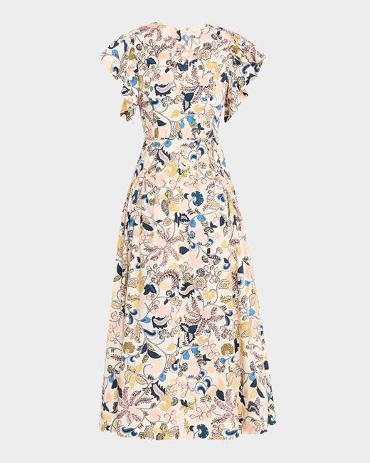 Ulla Johnson White Darya Drop-Waist Midi Dress