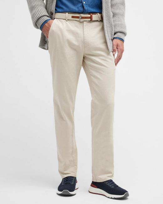 Peter Millar Natural Pilot Flat Front Trousers for men