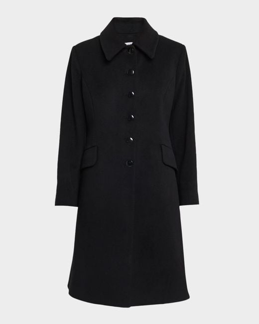 Fleurette Black Sofia Wool Fit-And-Flare Coat