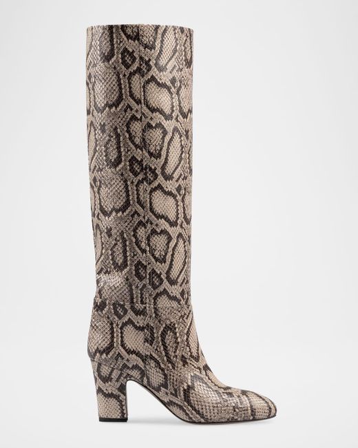 Paris Texas White Lavinia Snake-Embossed Leather Knee Boots