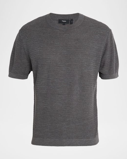 Theory Gray Kolben Knit Short-Sleeve Crewneck Sweater for men