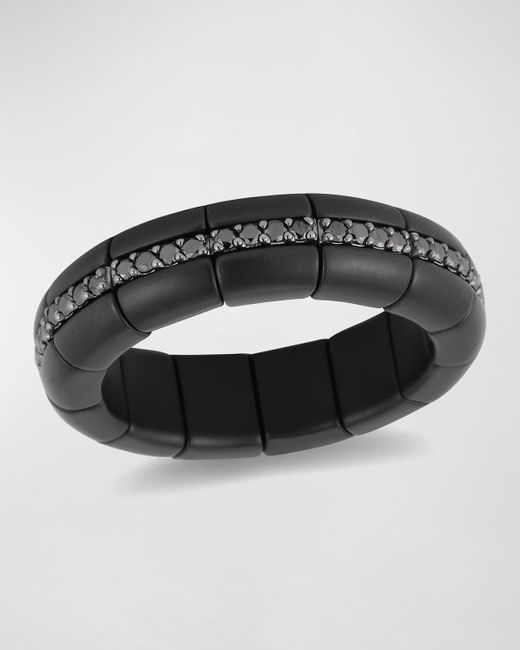 ’ROBERTO DEMEGLIO Black Matte Ceramic Eternity Ring With Black Diamonds for men