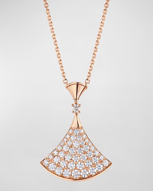 BVLGARI White Divas' Dream Diamond Pendant Necklace In 18k Rose Gold