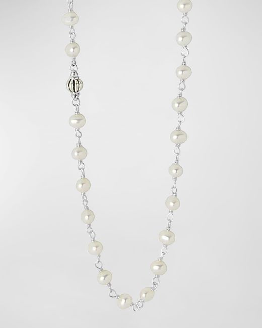Lagos White Luna Pearl Necklace With Sterling Silver, 36"