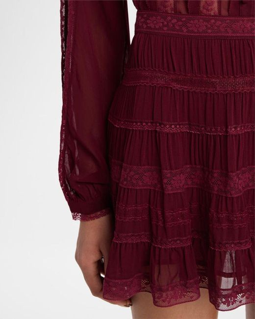 LoveShackFancy Red Fleetta Lace Mini Skirt