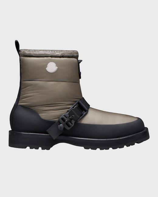 Moncler Brown Mhyke Quilted Nylon Buckle Snow Boots