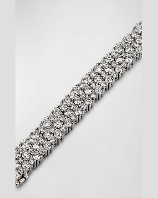 Neiman Marcus Gray 18K Diamond 3 Row Line Bracelet, 15.84Tcw