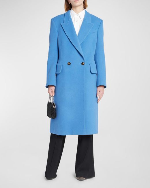 Stella McCartney Blue Structured Wool Top Coat
