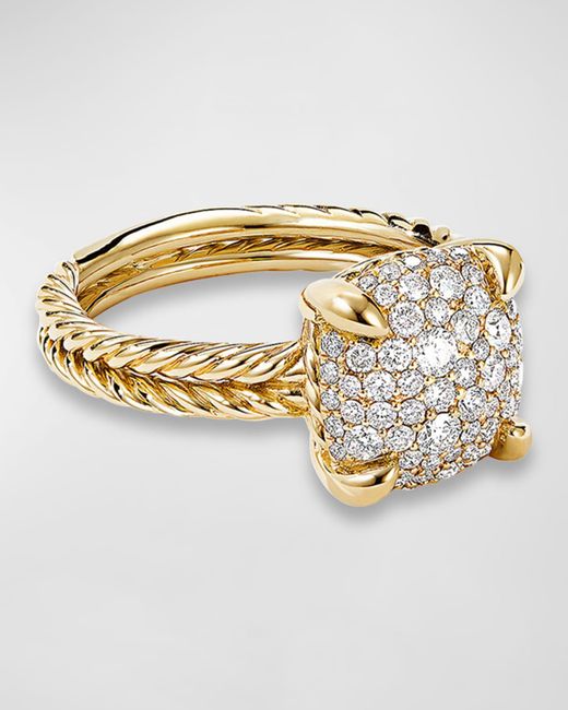 David Yurman Metallic Chatelaine Ring In 18k Yellow Gold With Full Pave Diamonds, 11mm, Size 9