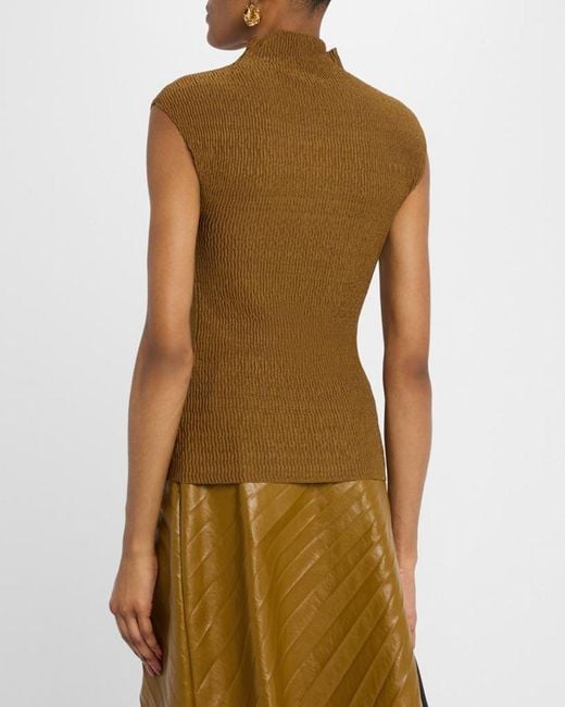 A.L.C. Brown Jada Mock-Neck Top