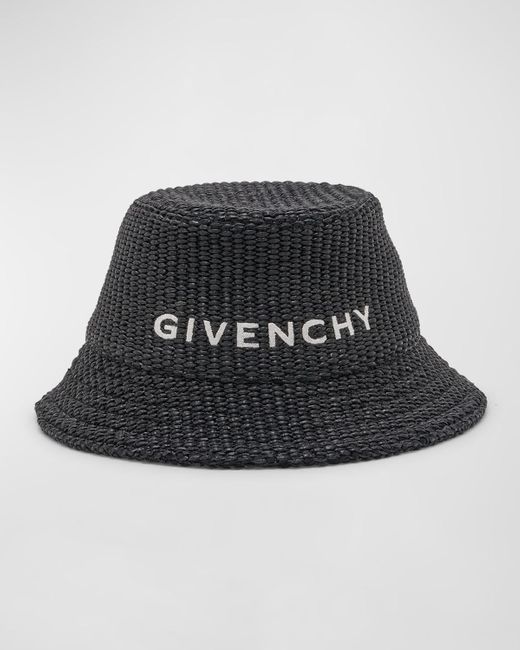 Givenchy Black Woven Raffia Bucket Hat