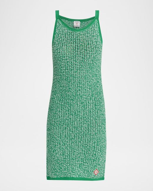 casablanca knit dress Casablanca crochet-knit logo-patch Mini Dress | White