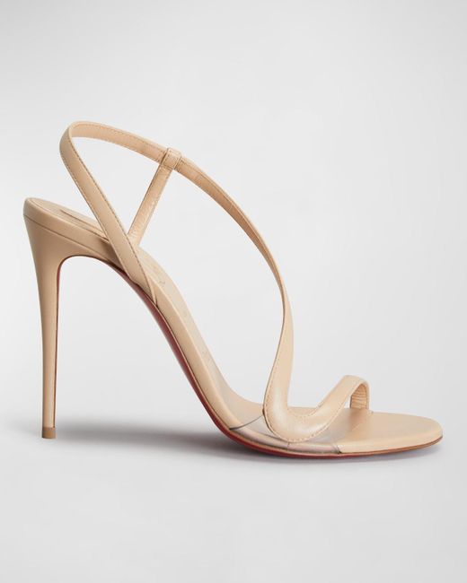 Christian Louboutin White Rosalie Leather Red Sole Stiletto Sandals