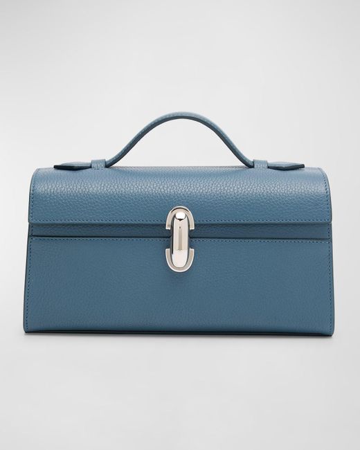 SAVETTE Blue The Symmetry Pochette Leather Top-Handle Bag