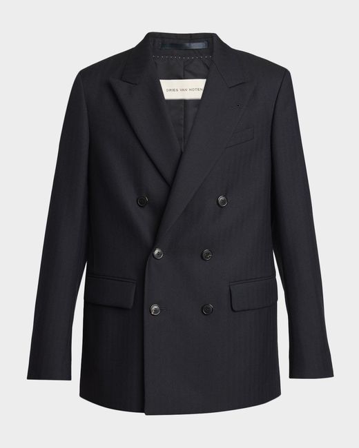 Dries Van Noten Blue Apos;S Buforden Double-Breasted Wool Jacket for men