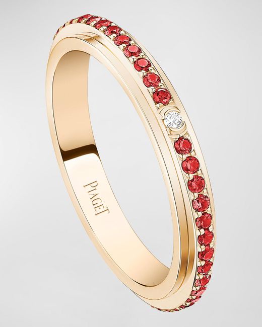 Piaget White Possession 18k Rose Gold Ruby Band Ring, Eu 52 / Us 6