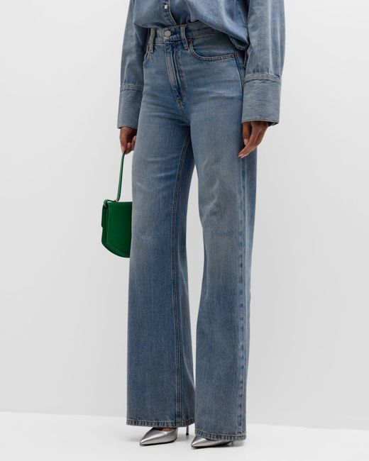 Alice + Olivia Blue Weezy High-rise Wide-leg Jeans