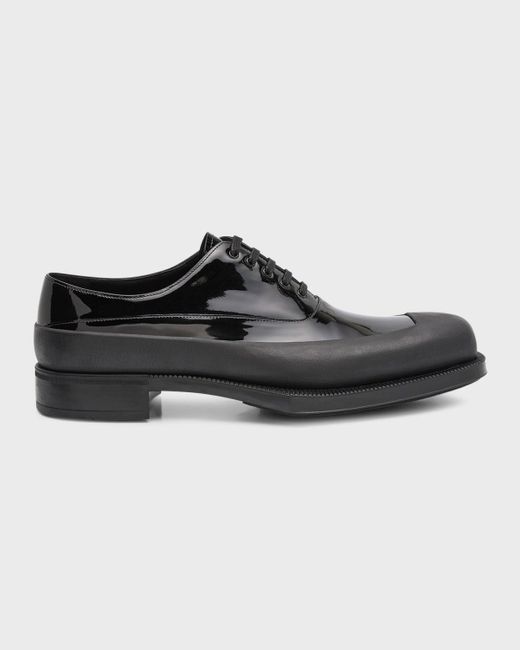 Prada Black Expander Vernice Leather Derby Shoes for men