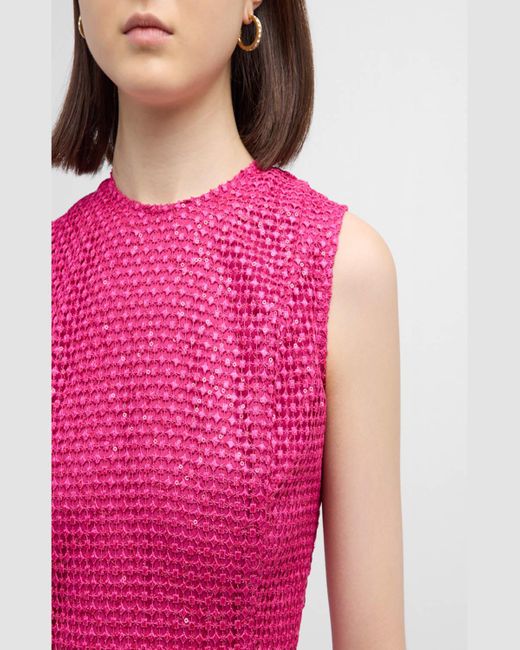 Shoshanna Pink Sophia Sleeveless Sequin Net Ruffle Mini Dress