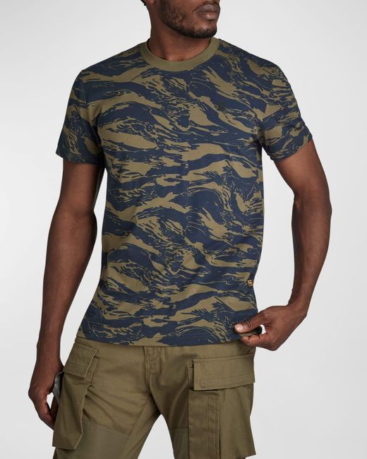 G-Star RAW Blue Tiger Camo Short-sleeve T-shirt for men