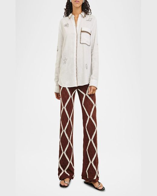 Rails White Saya Embroidered Button-Front Shirt
