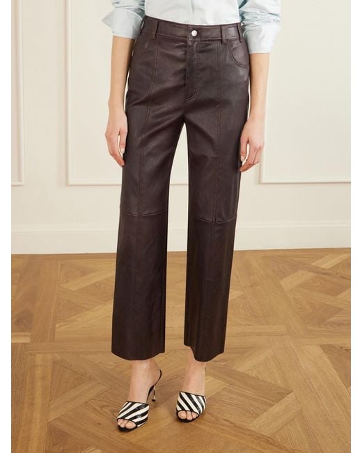 Stouls Brown Benny Leather Straight-Leg Pants