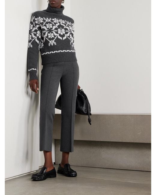 High Sport Gray Fair Isle Wool And Cashmere-Blend Turtleneck Sweater