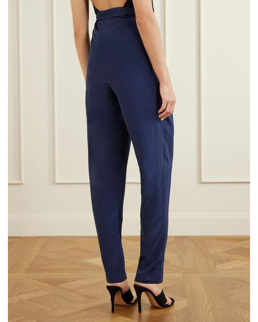 Sharon Wauchob Blue The Vardar Silk-Blend Straight-Leg Pants