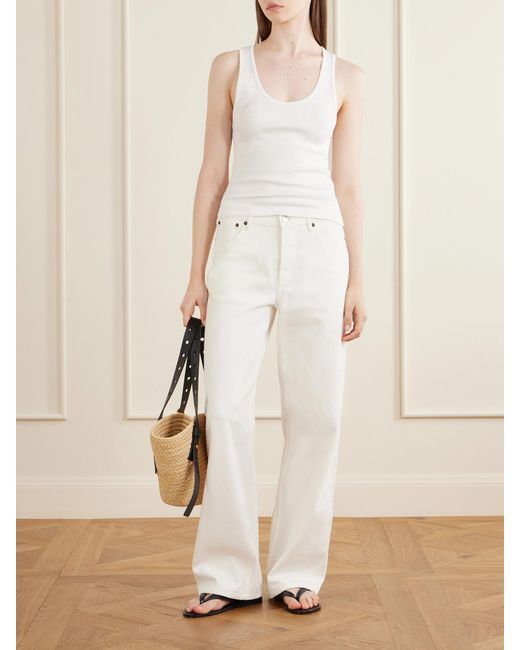 Matteau White Ribbed Organic Cotton-Blend Jersey Tank