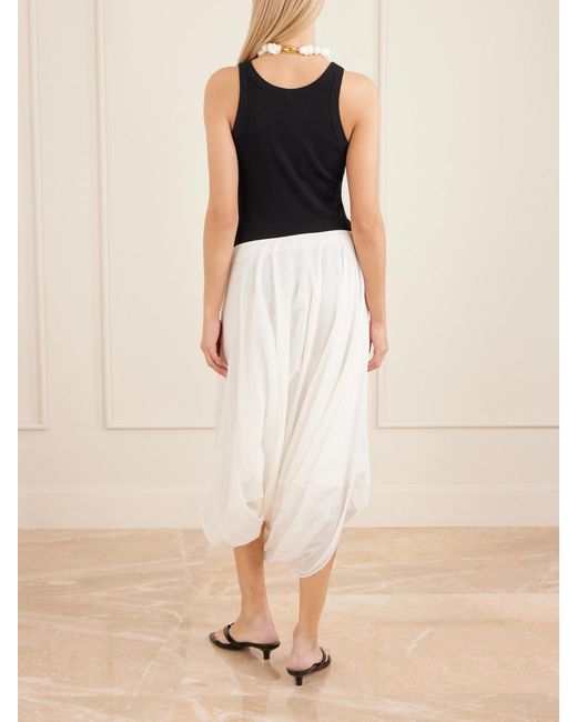 Totême  White Cocoon Pleated Lyocell And Cotton-Blend Maxi Skirt
