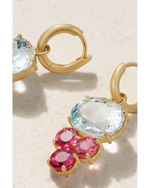 Irene Neuwirth Natural Gemmy Gem 18-Karat, Aquamarine And Tourmaline Earrings