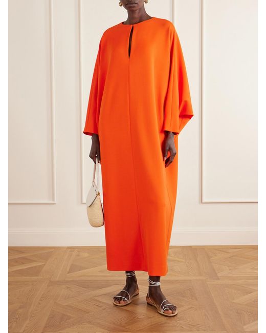 Oscar de la Renta Orange Draped Crepe Gown