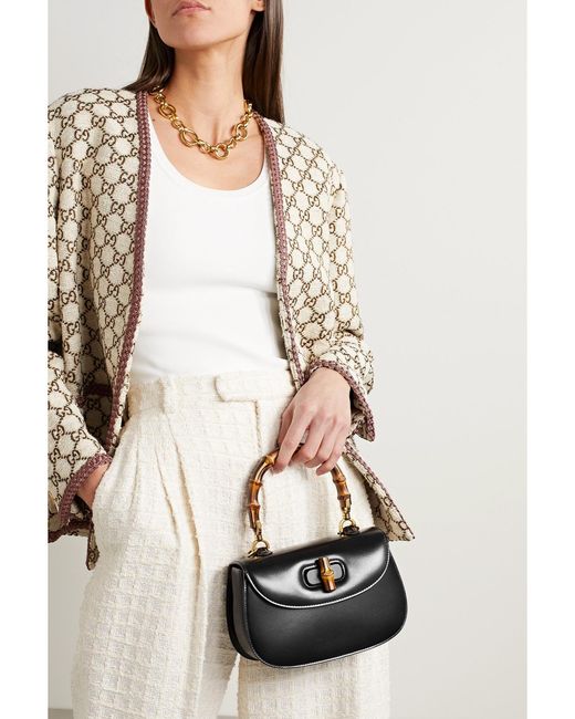 Gucci Black Bamboo 1947 Leather Shoulder Bag