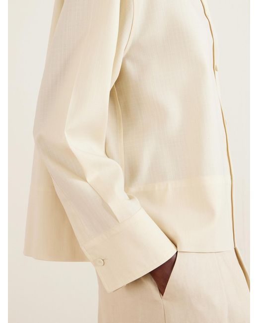 Jil Sander Natural Cropped Wool-Ripstop Shirt