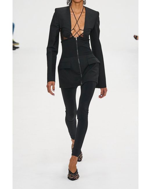 Nensi Dojaka Black Stretch-Wool, Jersey And Tulle Mini Dress