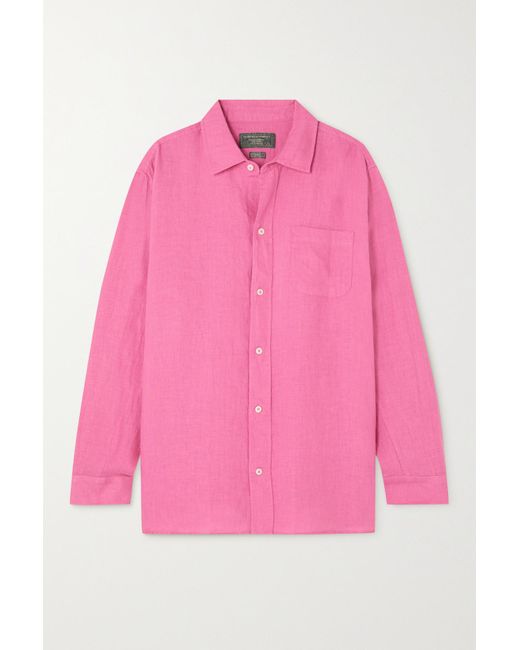Desmond & Dempsey Pink + Net Sustain Linen Shirt