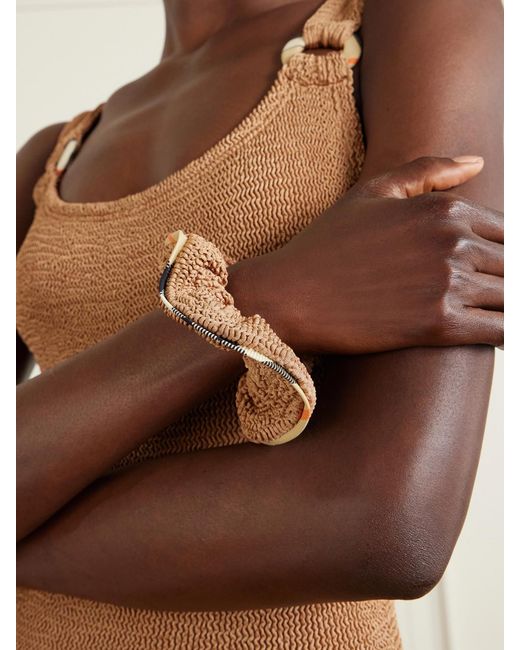 Burberry Brown Hunza G Domino Original Crinkle Swimsuit