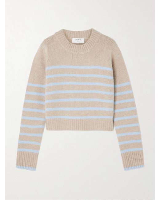 Pull En Laine Et Cachemire Mélangés À Rayures Mini Marin La Ligne en coloris White
